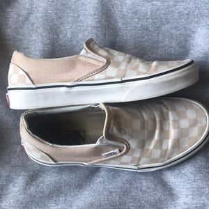 Cream/Tan slip on pair of vans 6.5